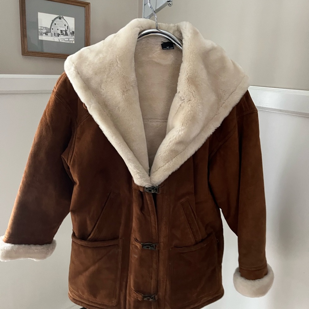 Gallery Brown Suede Coat with Faux Fur Lining